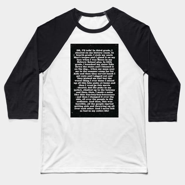 confession Baseball T-Shirt by MelleNora